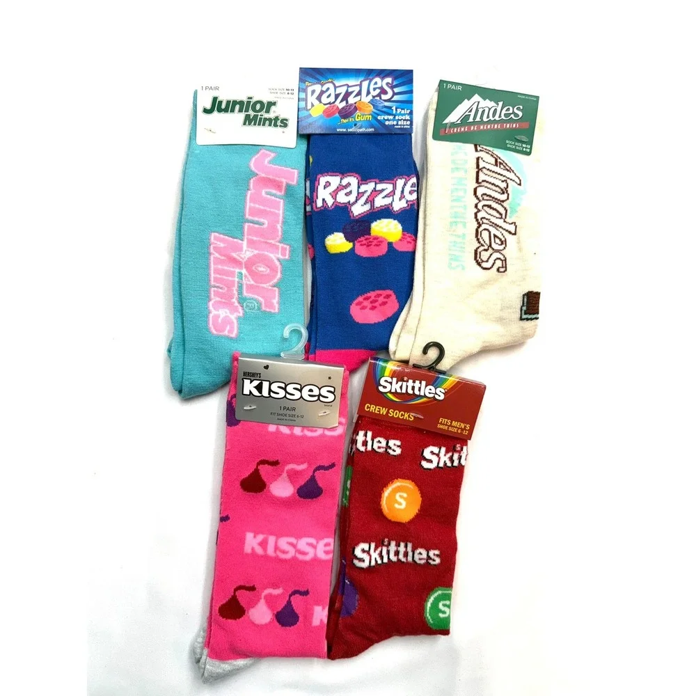 MISC New Adult 5pc Sock Bundle Jr Mints Razzle Kisses Skittles Andes Candy ii20